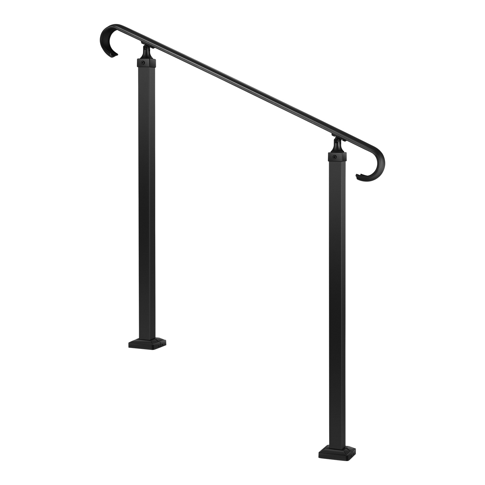 Outdoor Handrail For Steps Adjustable Carbon Steel Matte Black_voghion.com